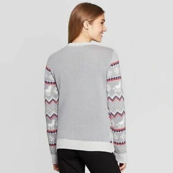 2/$30 Game of Thrones Winter Is Here Fair Isle Wolf Long Sleeve Sweater Top - Picture 4 of 10